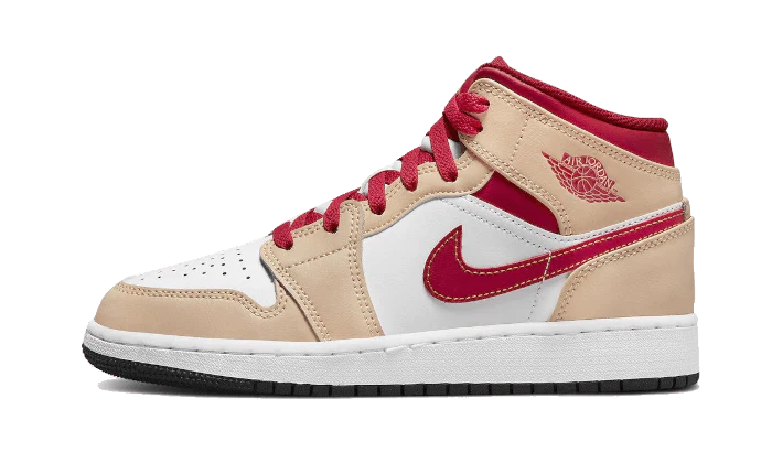 Air Jordan 1 Mid Light Curry Cardinal